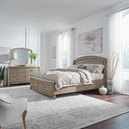 Burnished Beige Oak King Panel Storage Bed Bedroom Set