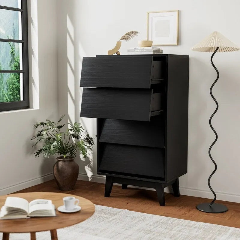 Dresser for Bedroom, 37 Tall Dresser Chest of Drawers, Hidden Drawer Handle, Storage Drawer Organizer