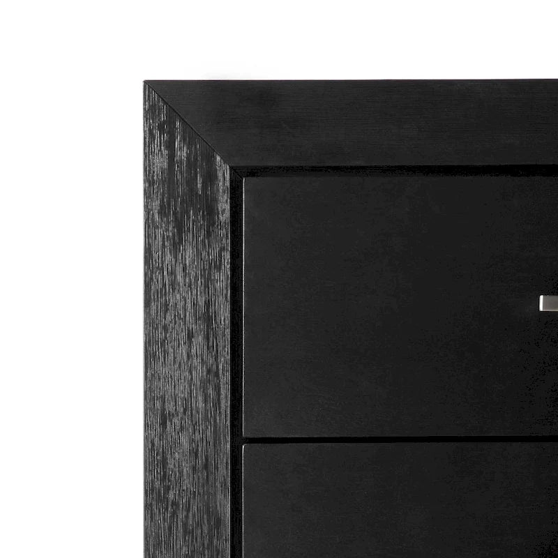 Modern Black Solid Wood 5-Drawer Storage Chest With Cedar-Lined Bottom Drawer