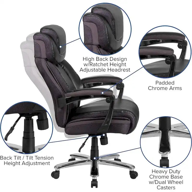 Series Big & Tall Rated Black LeatherSoft Executive