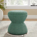 Djembe Boucle Upholstered Ottoman with Swivel Base, Pouf, Swivel Vanity Stool for Living Room, Walk-in Closet