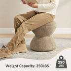 Djembe Boucle Upholstered Ottoman with Swivel Base, Pouf, Swivel Vanity Stool for Living Room, Walk-in Closet