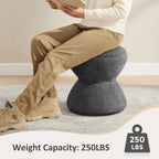 Djembe Boucle Upholstered Ottoman with Swivel Base, Pouf, Swivel Vanity Stool for Living Room, Walk-in Closet