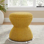 Djembe Boucle Upholstered Ottoman with Swivel Base, Pouf, Swivel Vanity Stool for Living Room, Walk-in Closet