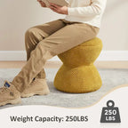 Djembe Boucle Upholstered Ottoman with Swivel Base, Pouf, Swivel Vanity Stool for Living Room, Walk-in Closet