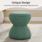 Djembe Boucle Upholstered Ottoman with Swivel Base, Pouf, Swivel Vanity Stool for Living Room, Walk-in Closet