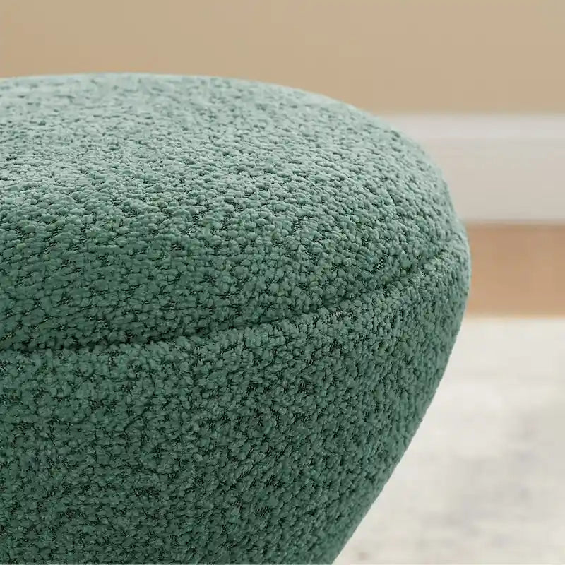 Djembe Boucle Upholstered Ottoman with Swivel Base, Pouf, Swivel Vanity Stool for Living Room, Walk-in Closet