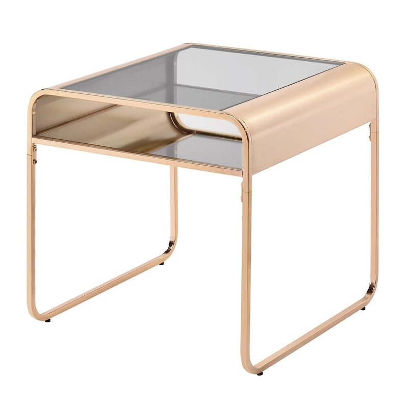Gold 48-inch Glass Top 1-Shelf 2-Piece Coffee Table Set by
