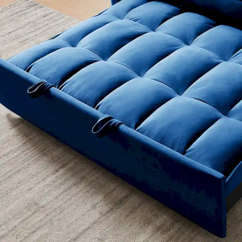 55.1-inch 3-in-1 convertible,modern velvet double sofa Futon sofa bed with adjustable back, storage bag and pillow