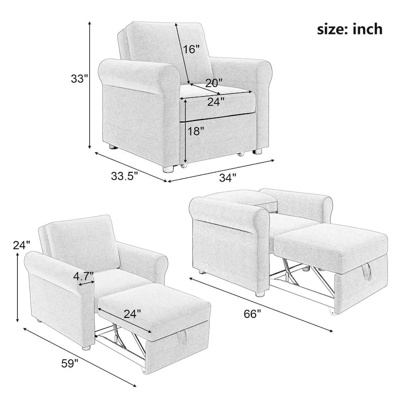 Convertible Sleeper Chair Bed