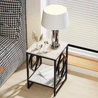 2 Tiers Coffee Table Living Room Sofa Side Table with Sintered Stone