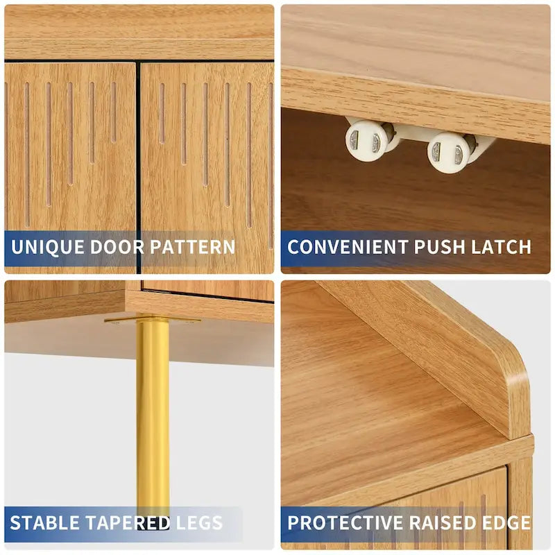 Double Sideboard Buffet Cabinet with Storage Shelf 4-Door Cabinet for Living Room and Kitchen