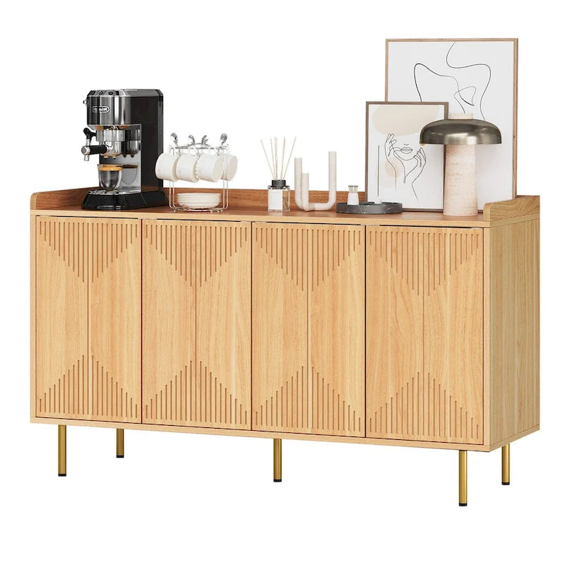 Double Sideboard Buffet Cabinet with Storage Shelf 4-Door Cabinet for Living Room and Kitchen