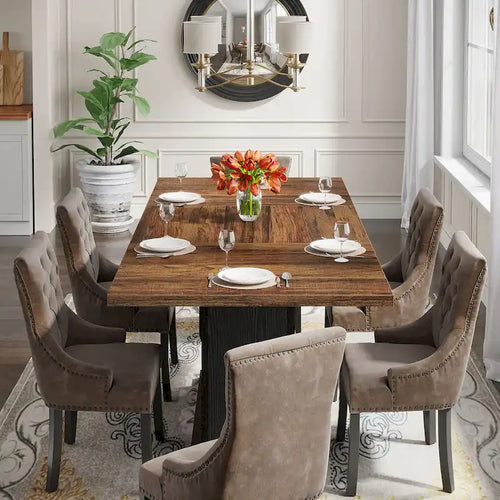 55 Dining Table with Rectangle Wood Top for Kitchen Dining Room