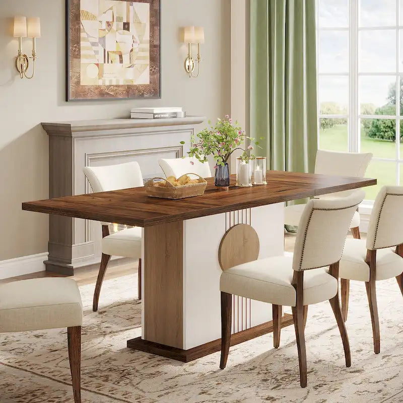 55 Dining Table with Rectangle Wood Top for Kitchen Dining Room