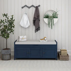 3 Doors Storage Bench with Removable Cushion and Hidden Storage Space