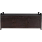 3 Doors Storage Bench with Removable Cushion and Hidden Storage Space