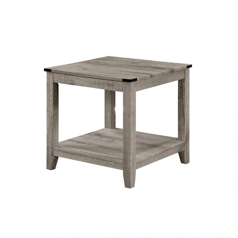 3 Piece Coffee and End Table Set, Wood, Storage Shelf, Beige Finish