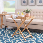 Christiansen Natural Hyacinth Foldable Snack Table with Removable Tray