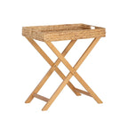 Natural Hyacinth Foldable Snack Table with Removable Tray