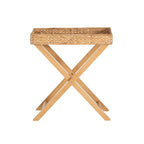 Natural Hyacinth Foldable Snack Table with Removable Tray