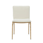 19 Inch Side Dining Chair, Off White, Brass Gold Finished Legs