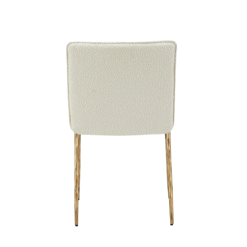 19 Inch Side Dining Chair, Off White, Brass Gold Finished Legs