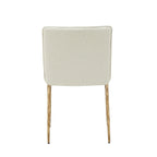 19 Inch Side Dining Chair, Off White, Brass Gold Finished Legs