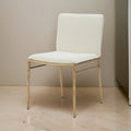 19 Inch Side Dining Chair, Off White, Brass Gold Finished Legs