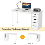 47 inch Computer Wood Desk Office Desks with 5-Drawer, Writing Desk with Metal Frame for Bedroom Study