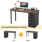 47 inch Computer Wood Desk Office Desks with 5-Drawer, Writing Desk with Metal Frame for Bedroom Study