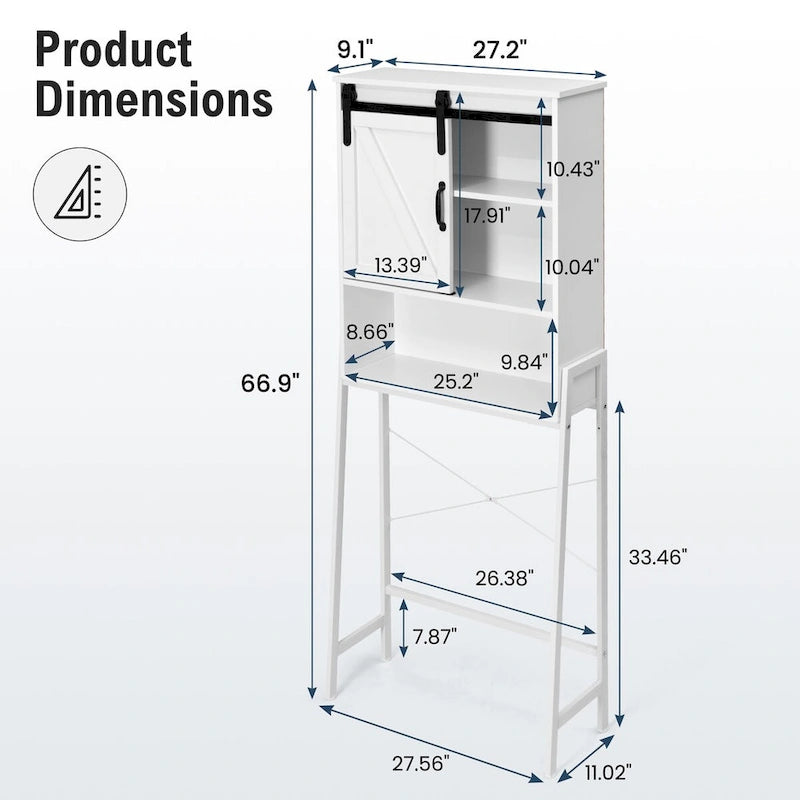 Over-The-Toilet Storage Cabinet Bathroom Organizer with Adjustable Shelf