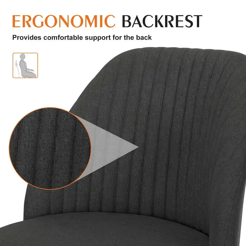 Armless Home Office Desk Chair with Wheels for Small Spaces