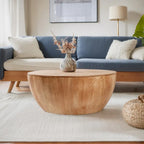 35.43 Vintage Style Bucket Shaped Round Coffee Table with Storage Flip Top