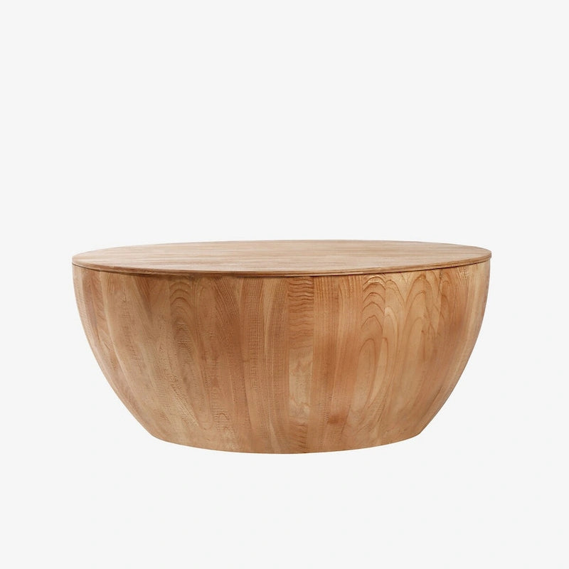 35.43 Vintage Style Bucket Shaped Round Coffee Table with Storage Flip Top