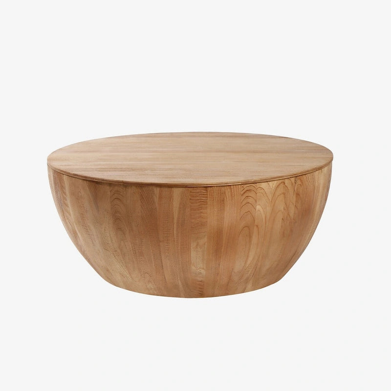 35.43 Vintage Style Bucket Shaped Round Coffee Table with Storage Flip Top